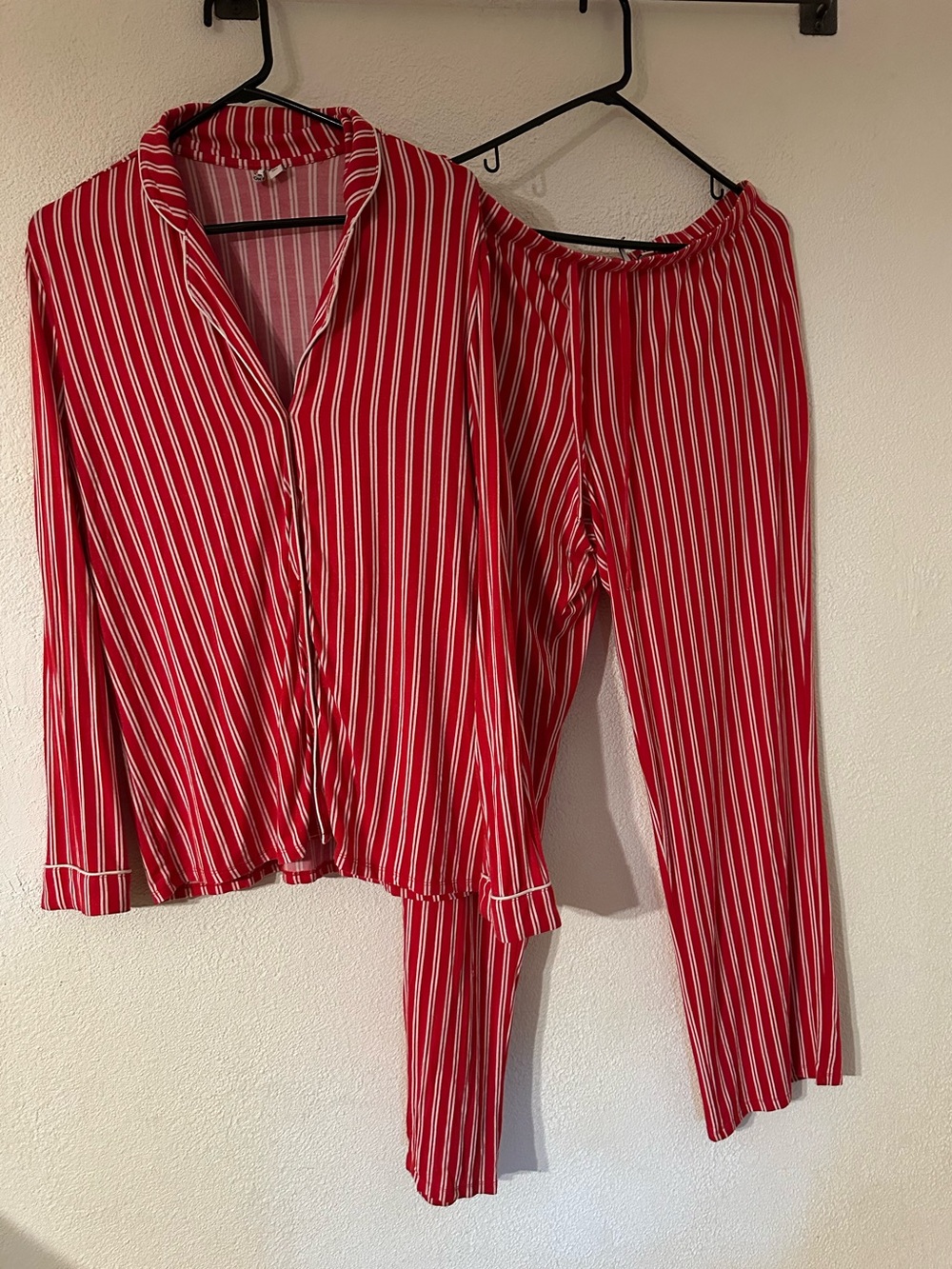 Nordstrom Pajama Set Women Tencel Blend Striped Red/White Long Sleeve SizeMedium